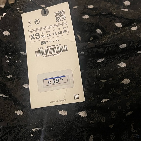 NWT Zara Sequin Polka Dots Mini Dress. Size XS - Picture 5 of 5